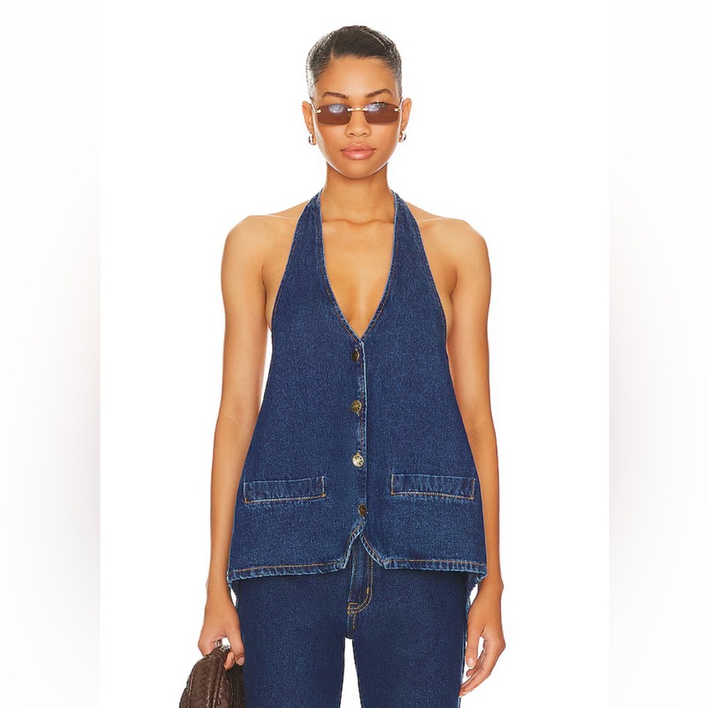 Lioness Hills Halter Top in Dark Denim; XS